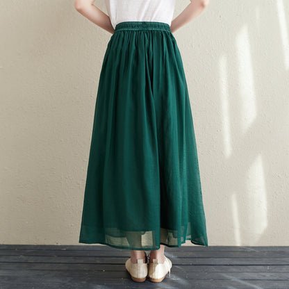 Long Swing Chiffon Green Skirt C2145
