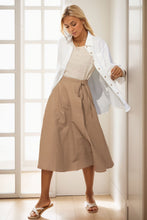 Load image into Gallery viewer, A-Line Light Brown Wrap Linen Skirt  C4131
