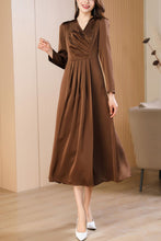 Load image into Gallery viewer, Brown spring and autumn V-neck long dress C4173
