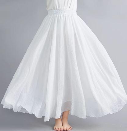 White swing long linen skirt women C5023-1 (white)