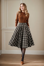 Load image into Gallery viewer, Plaid winter skater wool skirt women C4451
