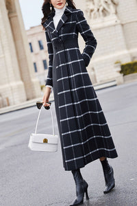 Women's Autumn and winter plaid wool coat C4257