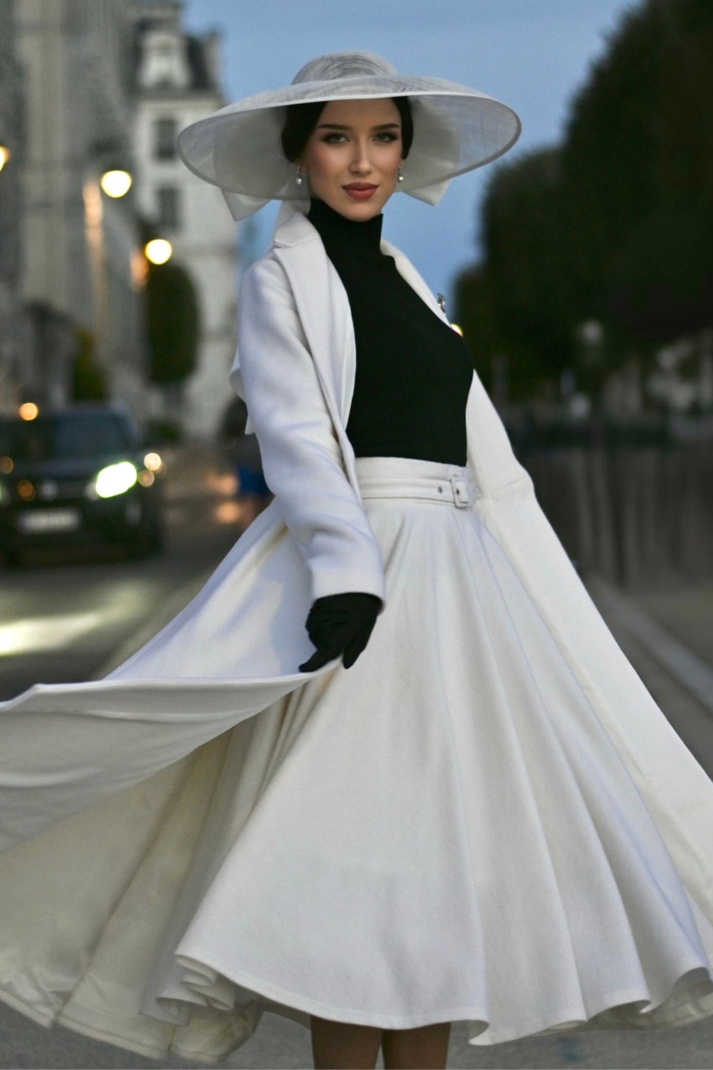 White Wedding Maxi Wool Coat C5300