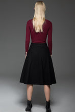 Load image into Gallery viewer, Black Skater womens winter wool skirt C768
