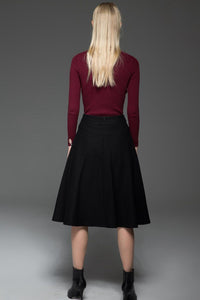 Black Skater womens winter wool skirt C768