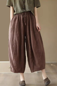 Loose fitting lantern linen pants C4425