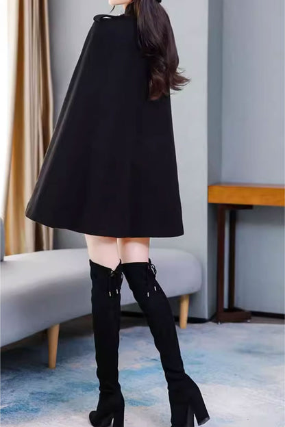 double breasted gentle loose cape coat C3655