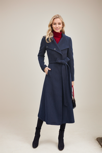 Women Asymmetrical Elegant Wool Coat C713