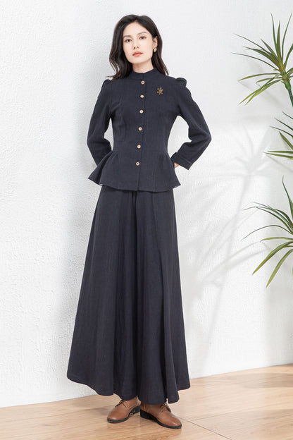 Versatile Cotton-Linen Jacket in Elegant Navy for Effortless Spring Style c4762