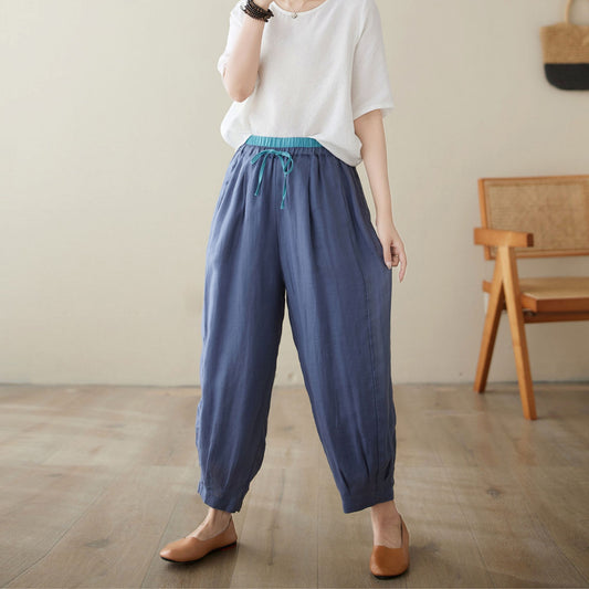 Loose Casual Elastic Waist pants C3968