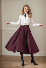 Load image into Gallery viewer, Womens burgundy winter wool skirt C4448
