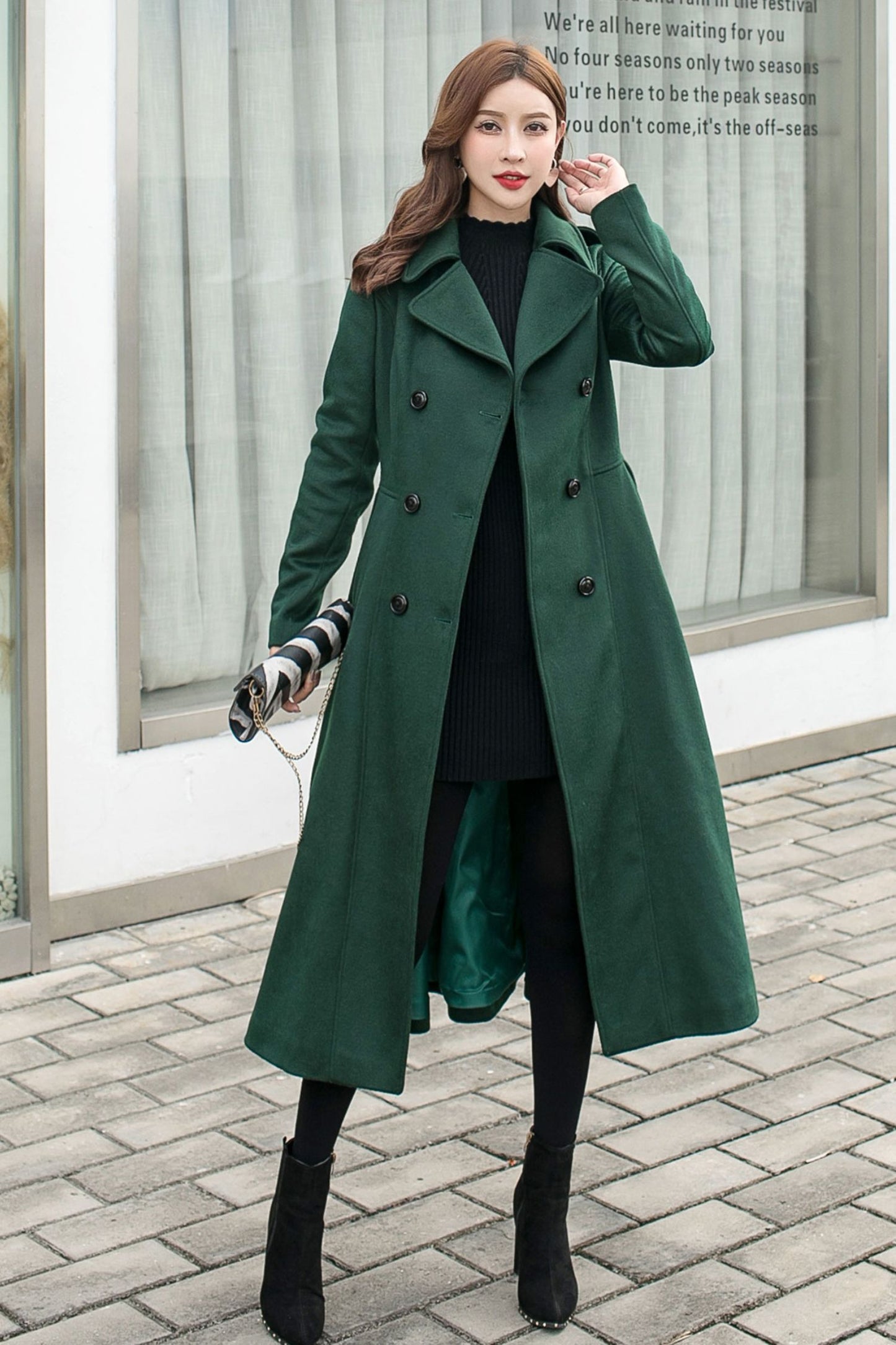 Vintage Inspired Green Wool Coat C2579