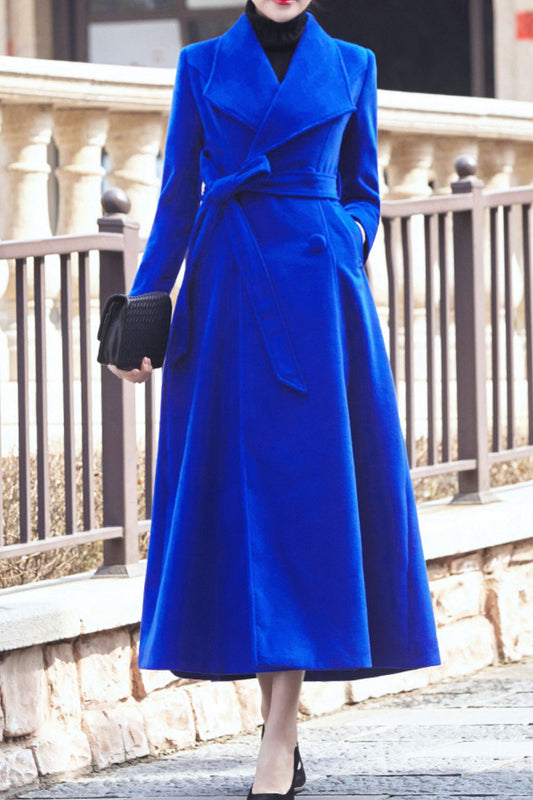 Women's Autumn and winter blue wool coat C4277