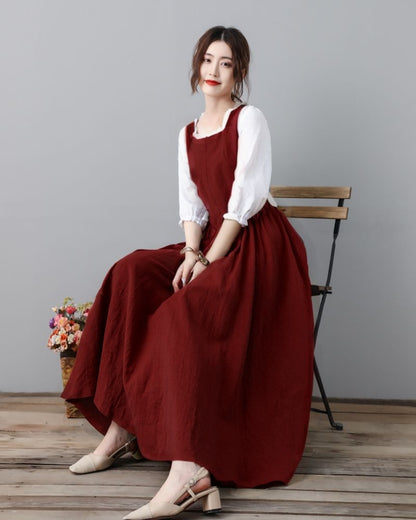 Swing Midi Princess Linen Dress C4703