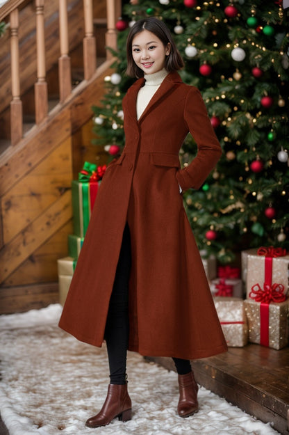 Handmade winter wool maxi coat C4414