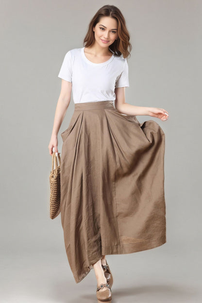 Long Asymmetrical Linen Skirt C5405