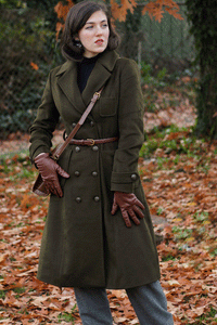 Army Green Wool Military Coat Women C3766