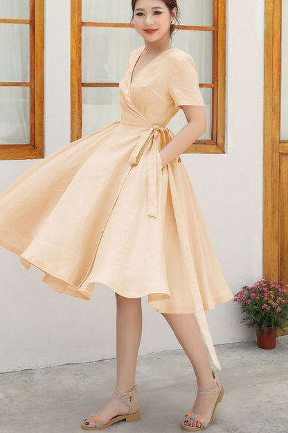 Soft Peach Family wedding dress c4876
