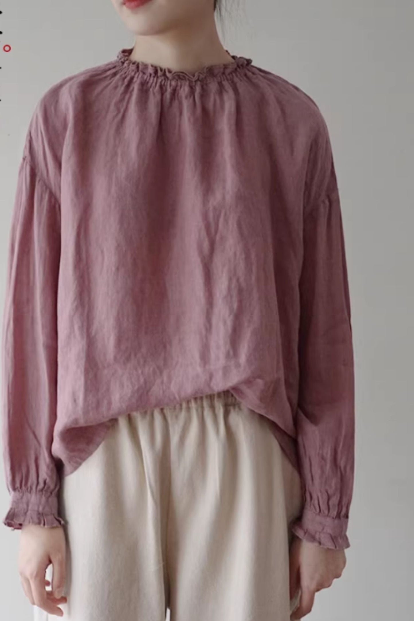Spring loose fitting linen blouse C5427