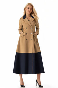 Womens Wool Double Breasted Dress Coat C4011