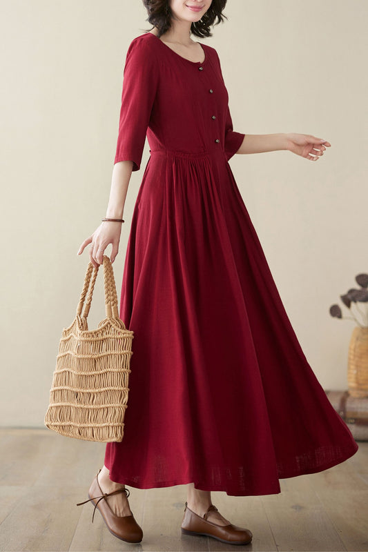 Women's Summer Swing Linen Dress C3951