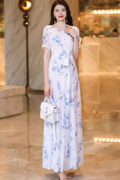 Floral prom summer chiffon dresses C4922