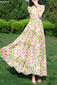 Chiffon floral women dress C3990