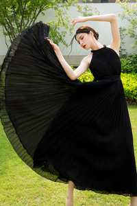 Black Sleeveless Chiffon Dress C3279
