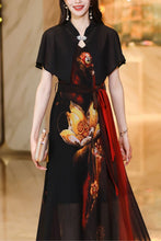 Load image into Gallery viewer, summer new black printed long dress C4055
