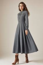 Load image into Gallery viewer, Autumn/winter Gray Wool Dress C4316
