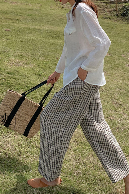 women's loose cotton wide leg pants TT0004