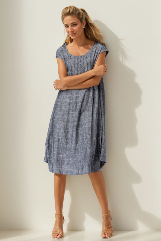 Gray Tunic Linen dress C4007