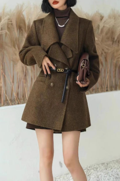 Double breasted winter wool coat women C5299
