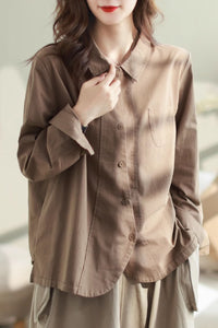 Autumn long sleeves cotton top C4437