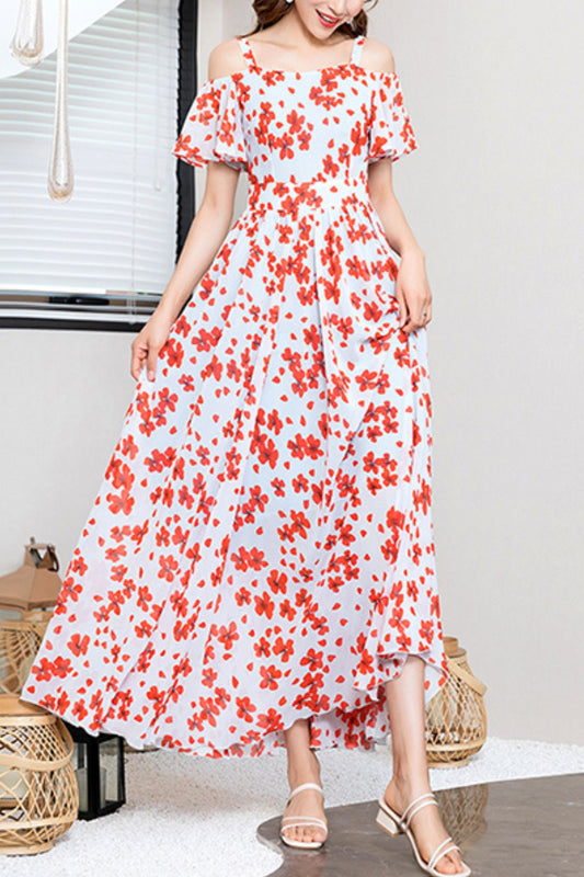 summer women chiffon floral dress C4121