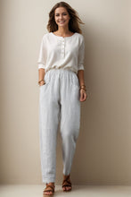 Load image into Gallery viewer, women elastic waist linen pants C4141
