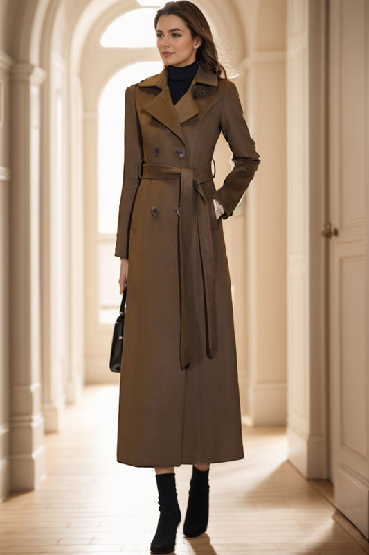 Womens Medium-length Brown coat C4070