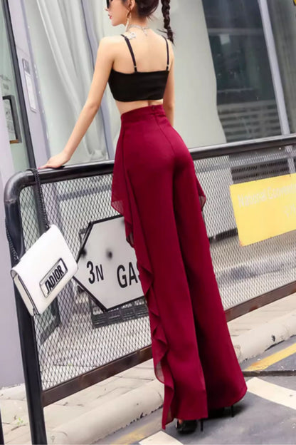 Wide leg summer chiffon pants women C4910