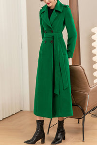 Women's winter green wool coat C4145