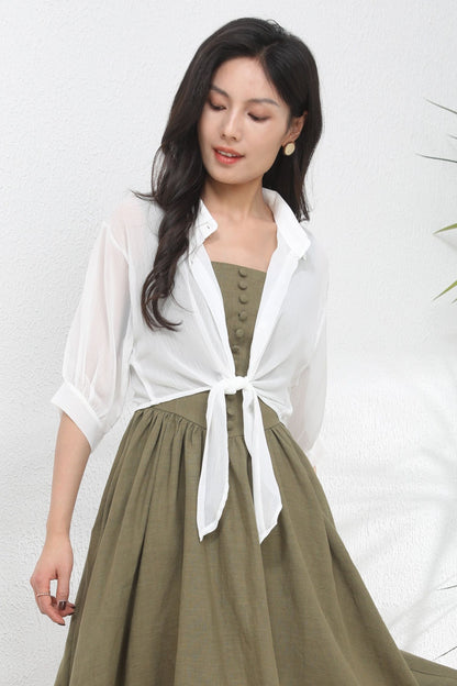 Lightweight White Chiffon Shawl Cardigan c4900