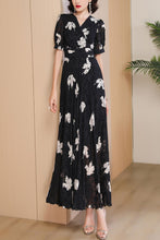 Load image into Gallery viewer, Black printed summer new chiffon dress C4087
