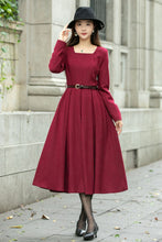 Load image into Gallery viewer, Red classic winter wool dress women C4500
