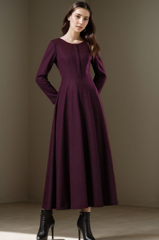 Women Vintage inspired Wool Dress C4270