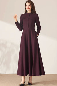 Black Maxi Wool Dress C3689