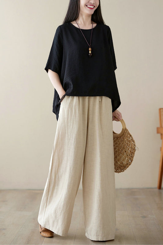 Loose fit pants with pockets C3961