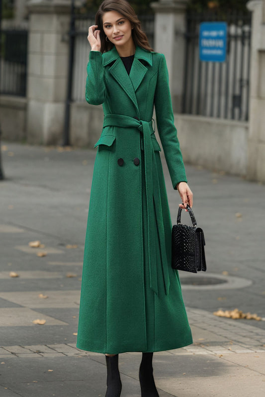Emerald Green Long Wool Coat C4952