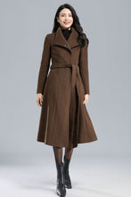 Load image into Gallery viewer, Asymmetrical Wool Coat Brown C2468
