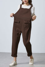Load image into Gallery viewer, loose overalls, wide leg overalls, brown overalls C1696

