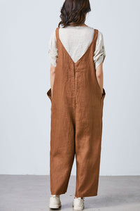 Loose Linen jumpsuit, womens linen overall C1695