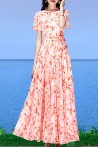 Floral summer new swing chiffon dress C3978